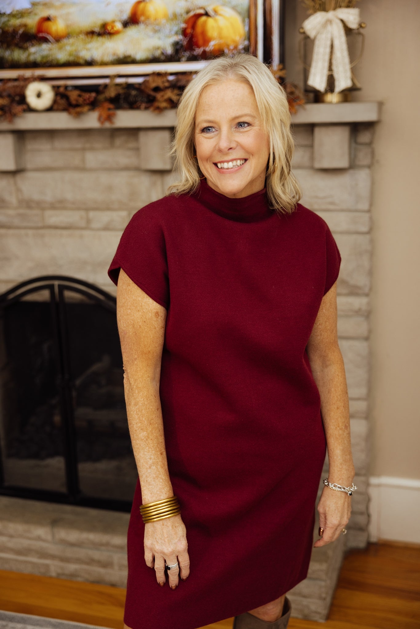 Mock Neck Knit Dress